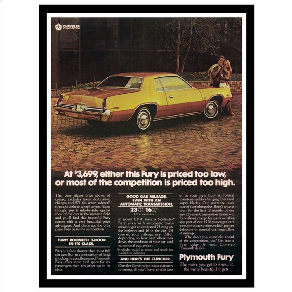 1976 Plymouth Fury Advertisement